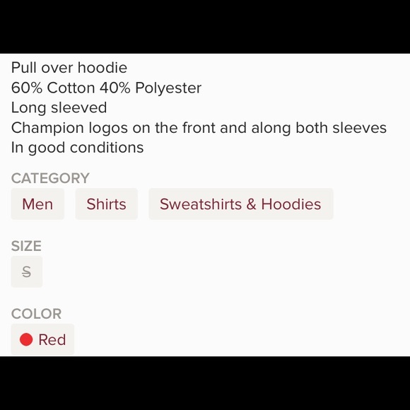 Champion pull-over hoodie (size S) - Picture 4 of 4